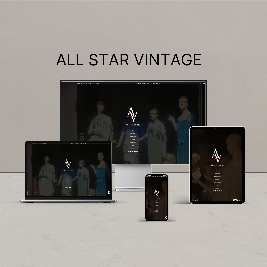 All Star Vintage website displayed across multiple devices showcasing the homepage with stylish vintage fashion.