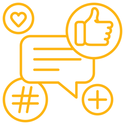 Digital marketing icon showing social media symbols for expanding reach through tailored digital marketing strategies.