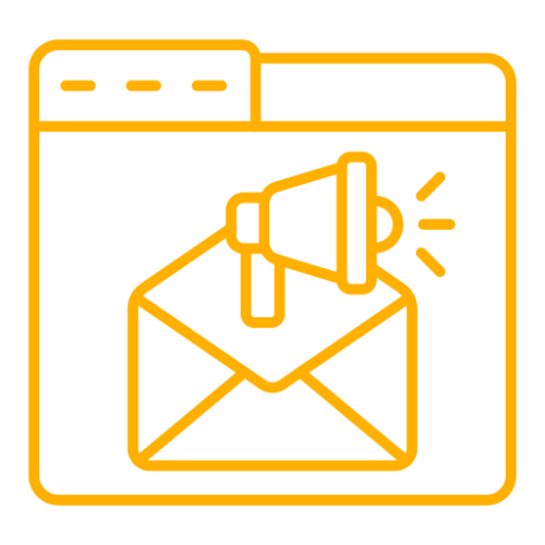 Email marketing icon with an envelope, symbolizing effective email campaigns for audience engagement.